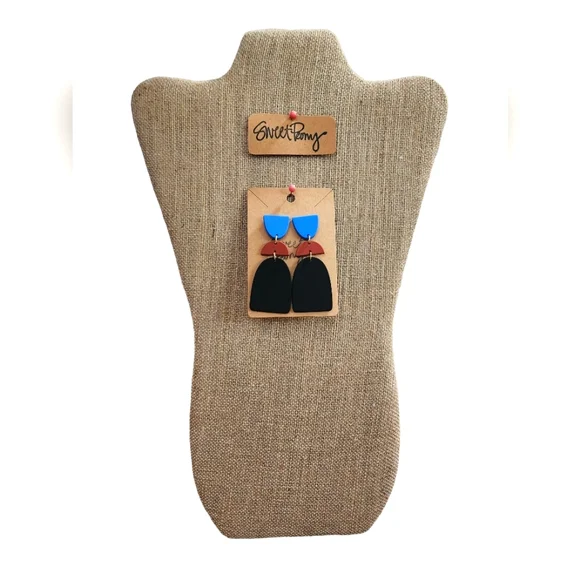 Geometric Drop Dangle Earrings - Picture 2 of 2